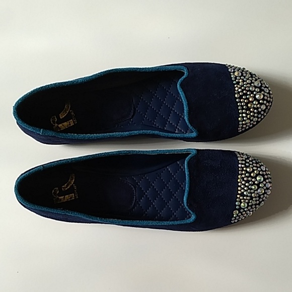 Report Womens Close Flat Bling Velvet Navy Shoes 7 - Picture 4 of 7